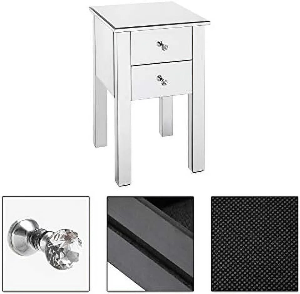 Mirrored Nightstand with 3 Drawers F907176