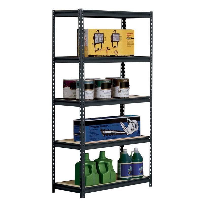 5-Tier Steel Garage Storage Shelving Unit in Black H671