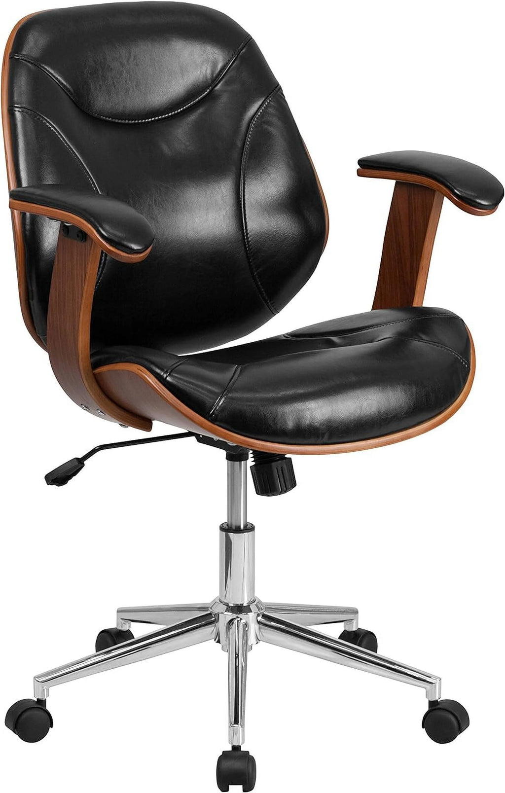 Black Faux Leather Ergonomic Office Chair I8328