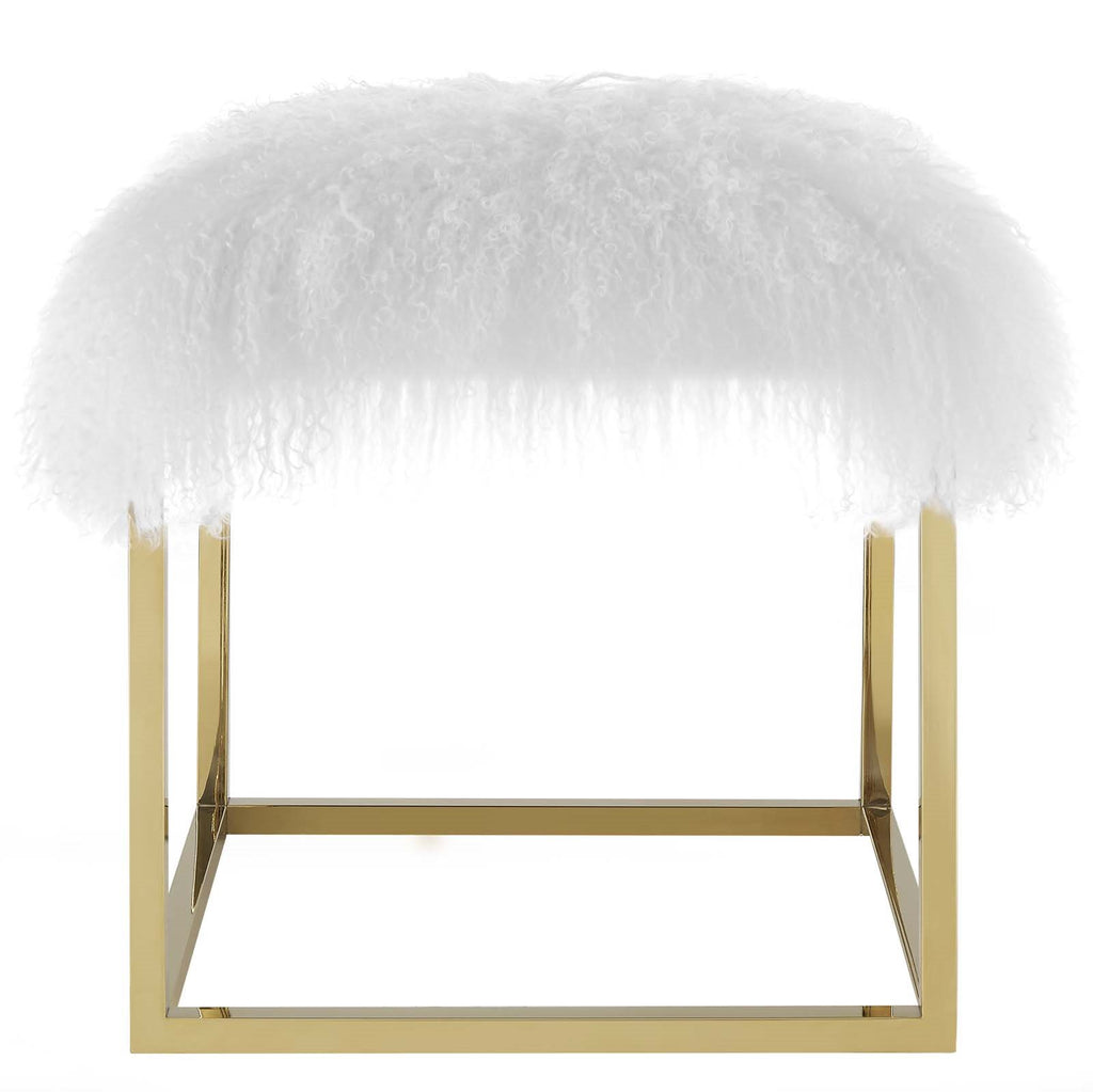 Gold White Velvet Accent Chair Ottoman G6513