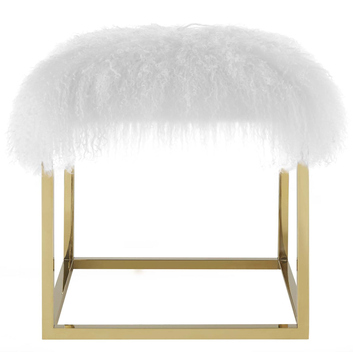 Gold White Velvet Accent Chair Ottoman G6513