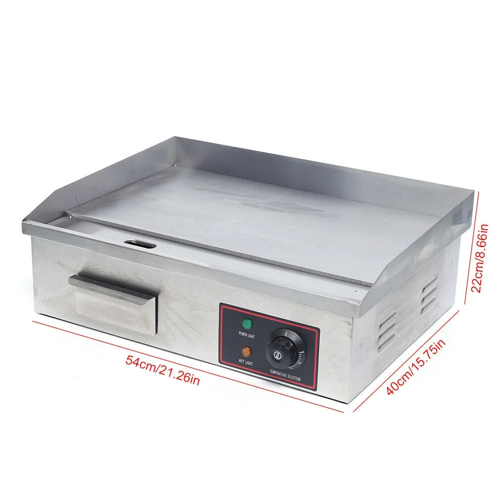 3000W 22'' Commercial Electric Griddle Flat Top Grill Stove Stainless Steel E1262