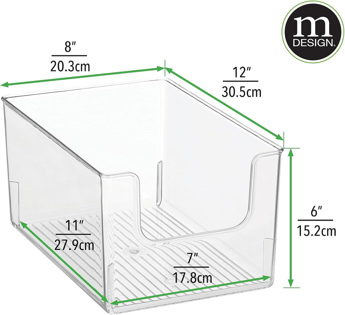 Clear Stackable Plastic Open Front Storage Organizer Bin Basket, 8 Pack M33711