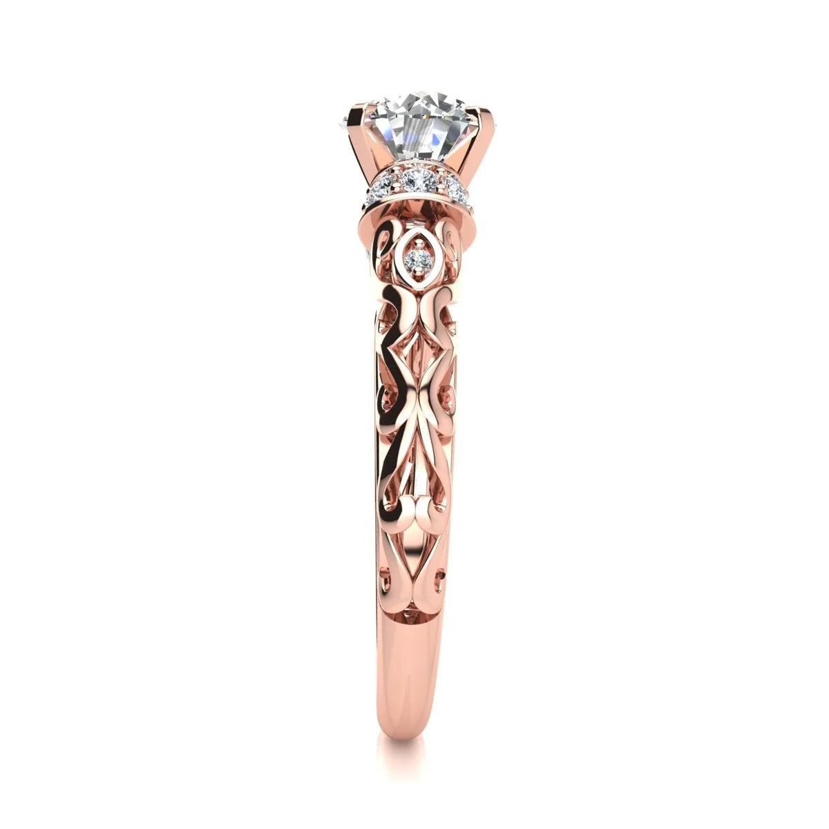 Vintage Moissanite Engagement Ring In 14 Karat Rose Gold P79025