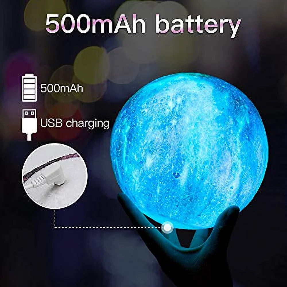 Moon Lamp Kids Night Light 5.9 inch 16 Colors LED 3D Star Moon Light with Wood Stand P3895