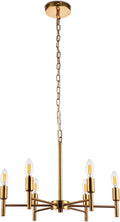 Brushed Brass 6 Lights Modern Pendant Ceiling Light Fixture P553