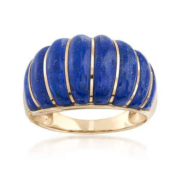 Carved Lapis Shrimp Ring in 14kt Yellow Gold. Size 7 S78125