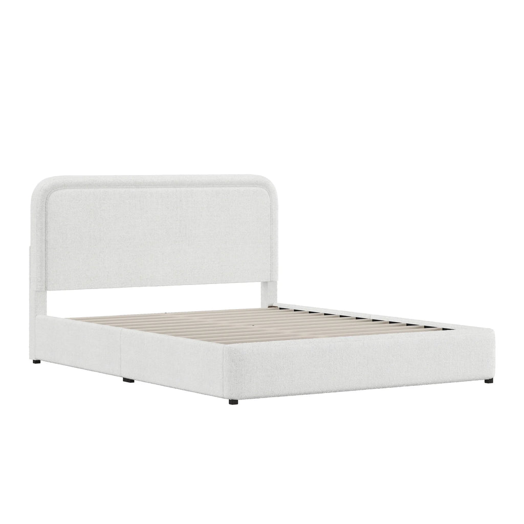 Queen Boucle Platform Bed F8486