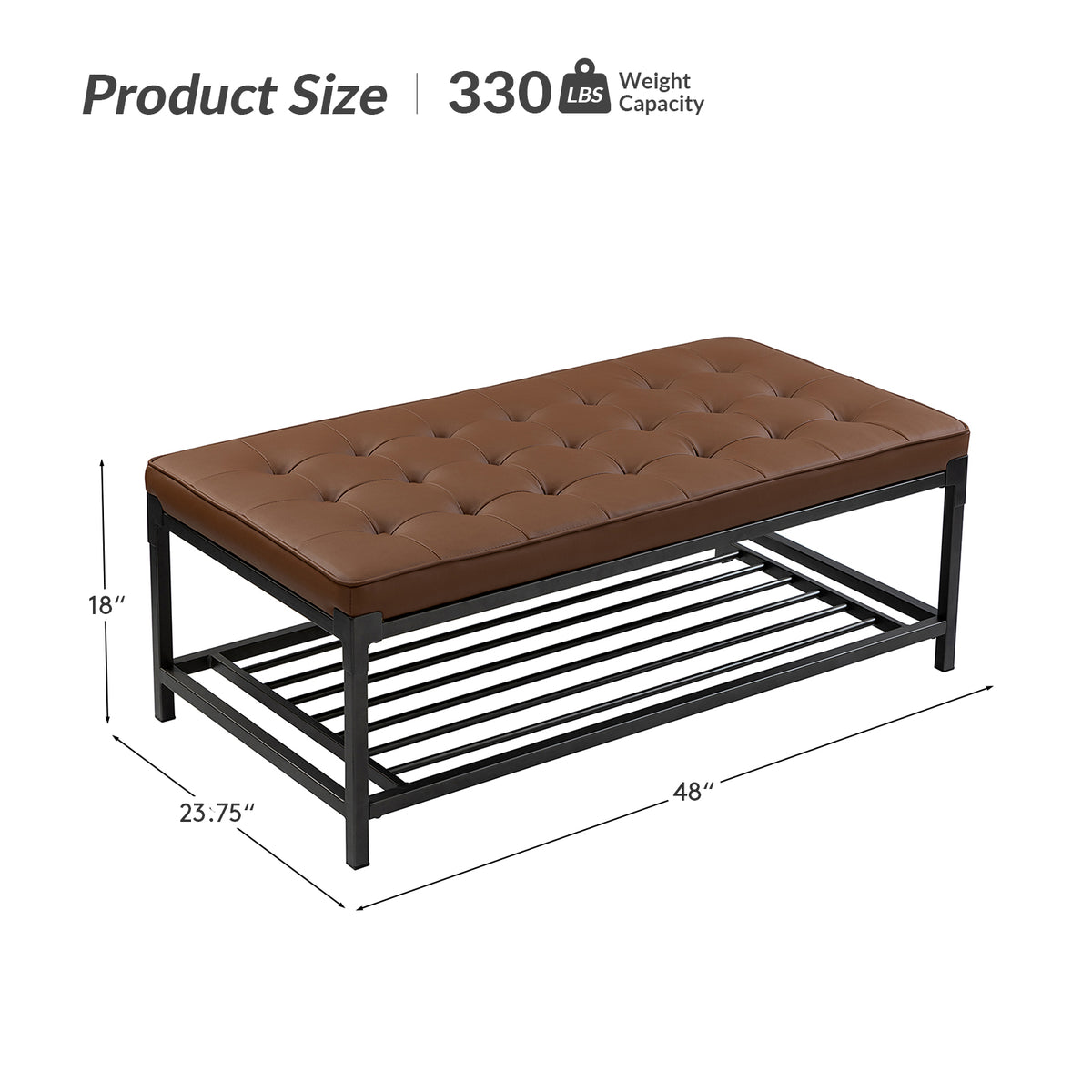 Camel Leather Storage Ottoman Coffee Table D5269