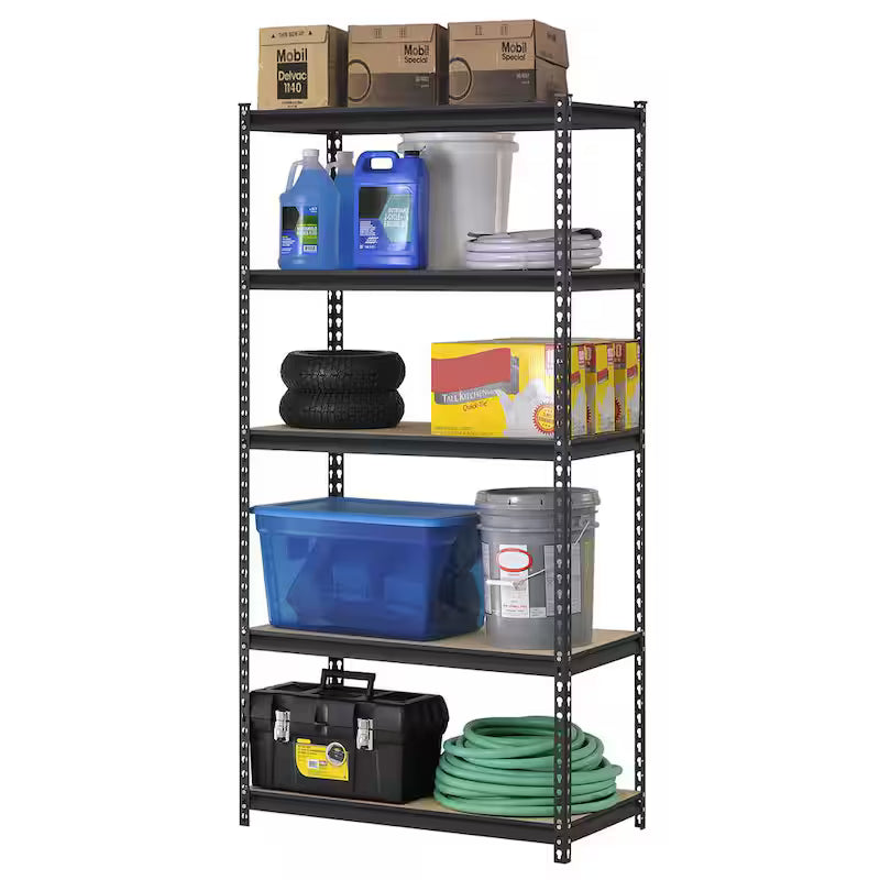 5-Tier Steel Garage Storage Shelving Unit in Black H671