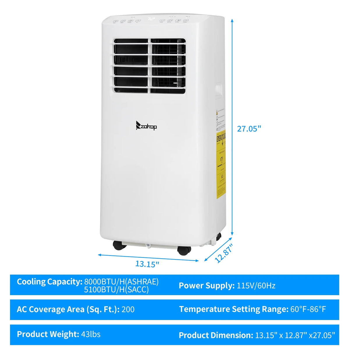 5100 BTU Portable Air Conditioner Dehumidifier Fan with Remote Control N982405