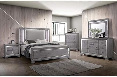 Light Gray 2-Drawer Solid Wood Nightstand U76131