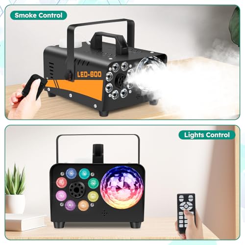 600W 3000CFM Fog Machine with Disco Ball Lights and Wireless Remote R705934