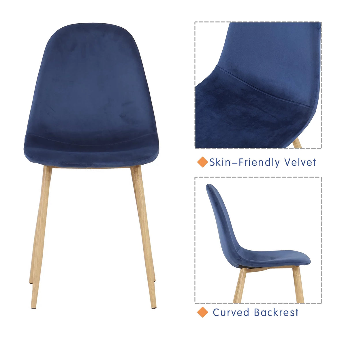 Velvet Upholstered Dining Chairs Set of 4 Y541