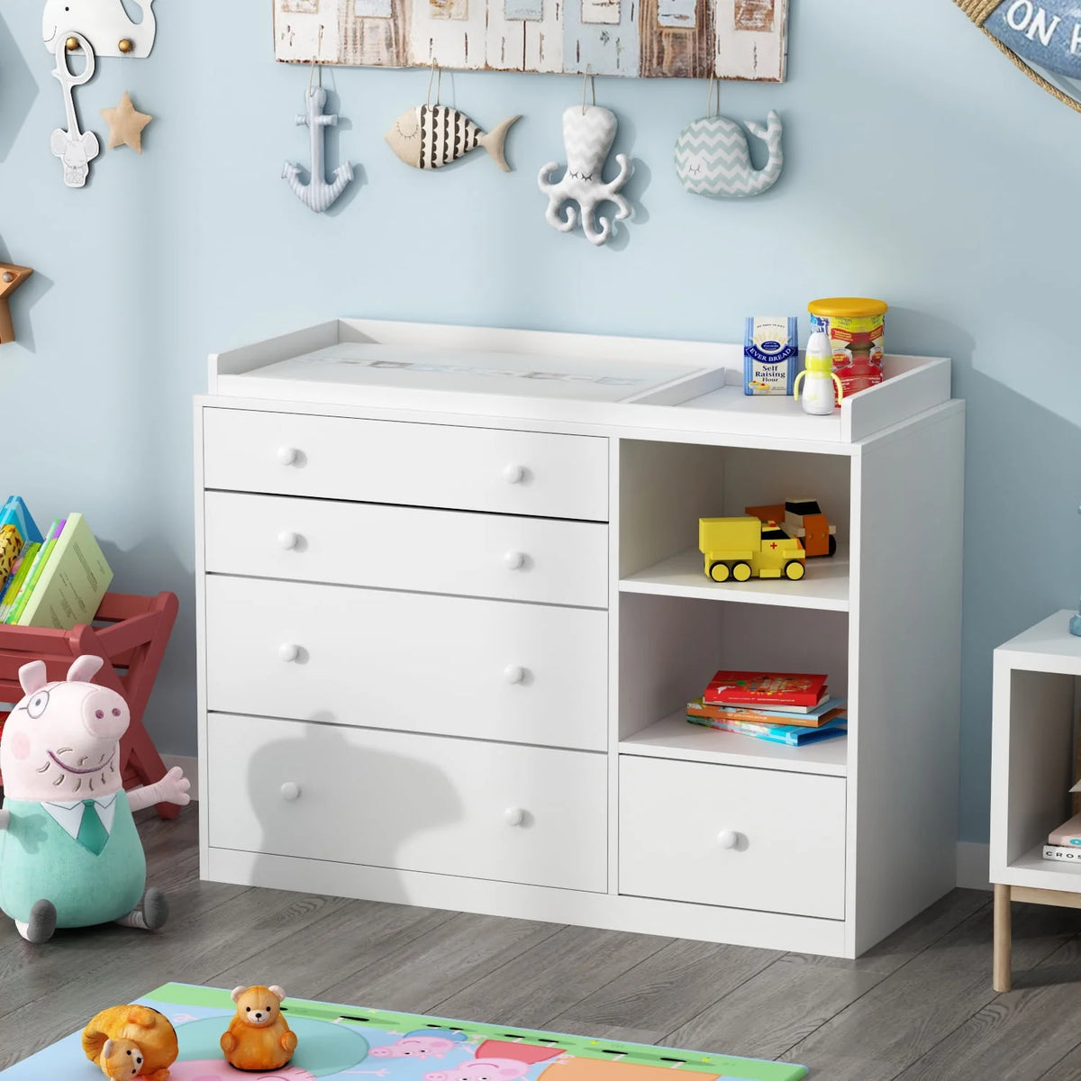 White 5 Drawer Baby Changing Table Dresser F531108