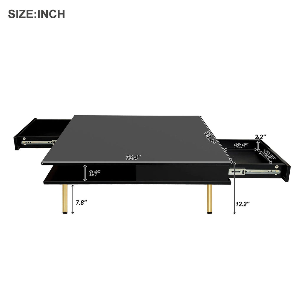 High Gloss 2-Tier Coffee Table with 2 Drawers B6243