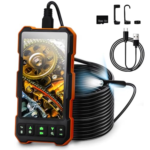 Triple Lens Sewer Inspection Camera with Light 50 ft, 5" IPS Screen 1080P Industrial Borescope, IP67 Waterproof V26522