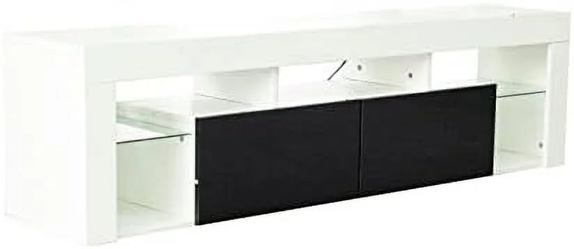 Wall Mounted 16 Color LEDs 63" Wood TV Stand with 2 Drawers P101274