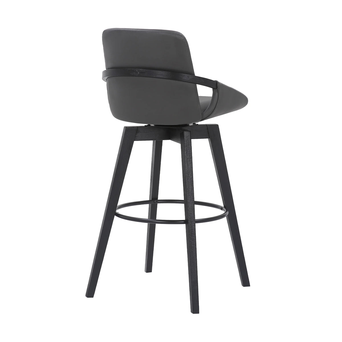 Gray Faux Leather and Black Wood Swivel Bar Stool Z973