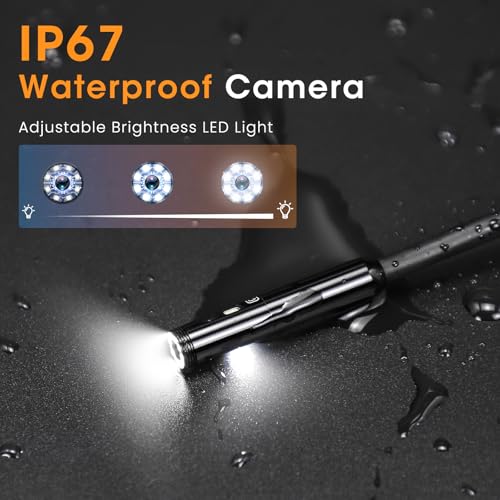 Triple Lens Sewer Inspection Camera with Light 50 ft, 5" IPS Screen 1080P Industrial Borescope, IP67 Waterproof V26522