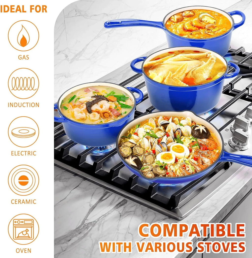 7 Piece Enameled Cast Iron Cookware Set with Ceramic Nonstick Coating C6929