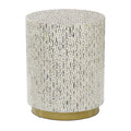 18" x 22" White Mother of Pearl Accent Table with Gold Base H98074