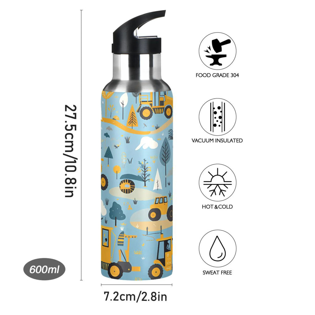Blue Stainless Steel Insulated Water Bottle with Straw Lid Q5093