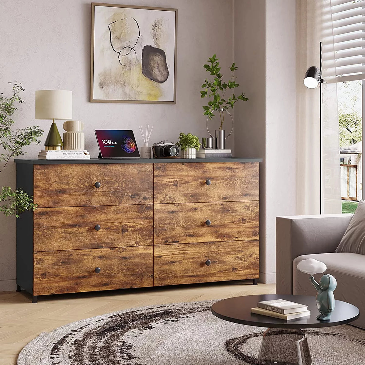 Brown 6 Drawer Double Dresser J78887