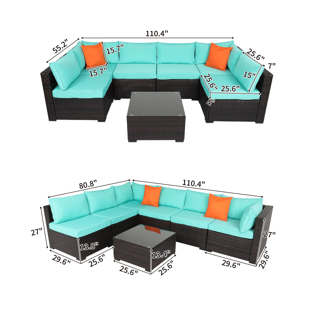 7 Pieces Wicker PE Rattan Sectional Sofa R5264