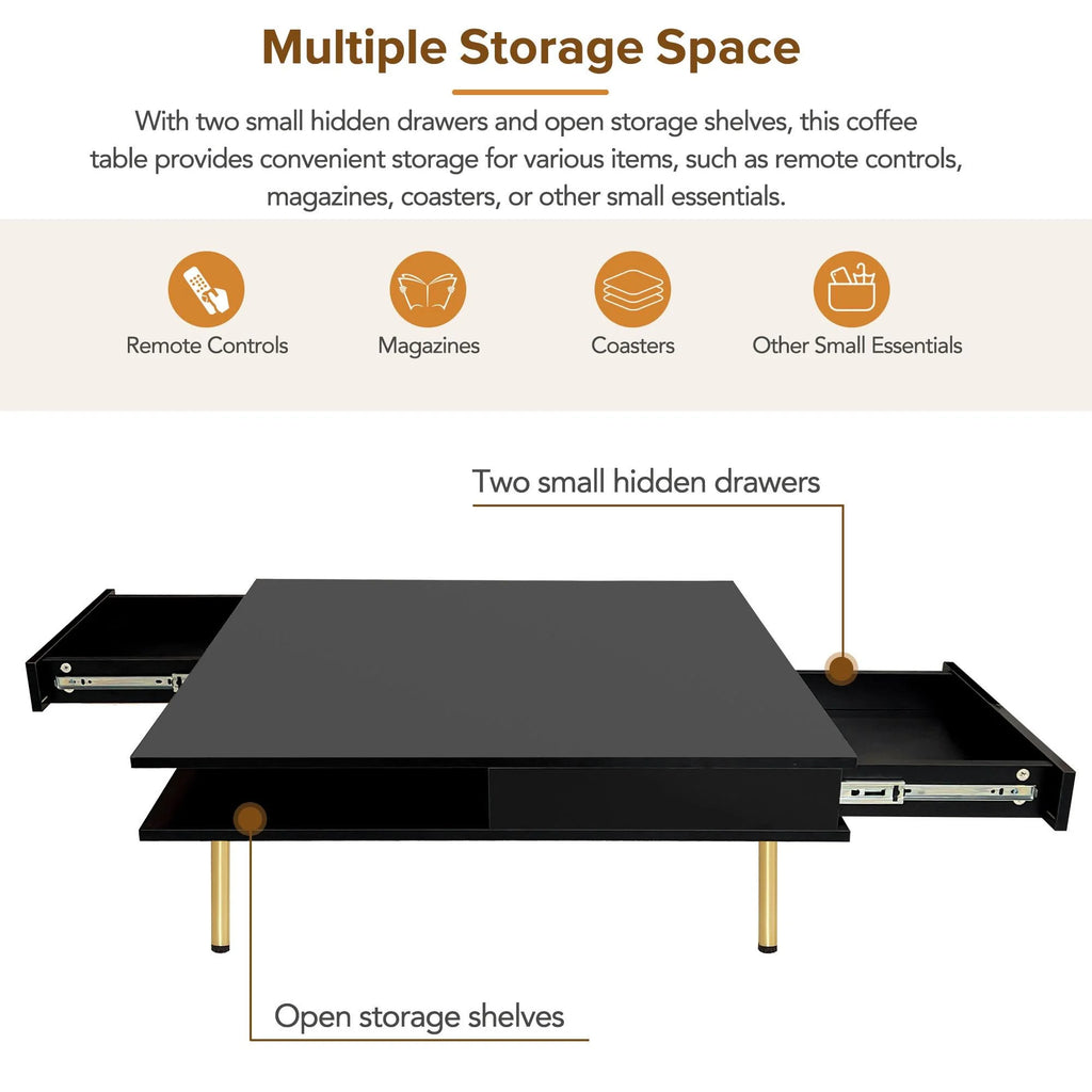High Gloss 2-Tier Coffee Table with 2 Drawers B6243