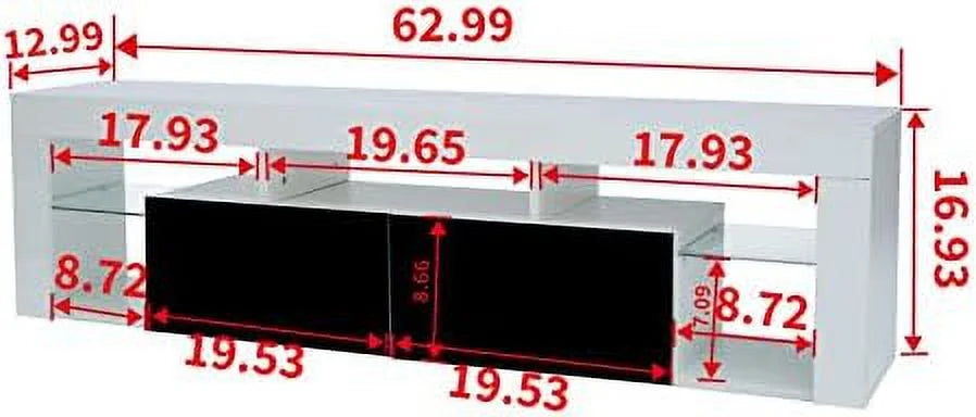 Wall Mounted 16 Color LEDs 63" Wood TV Stand with 2 Drawers P101274