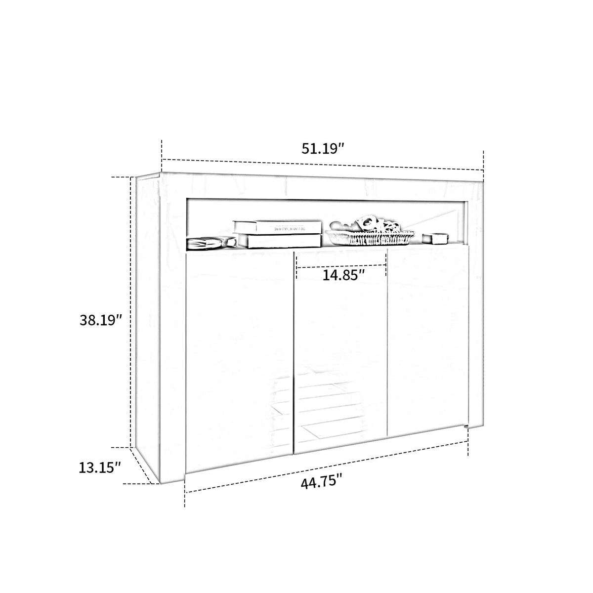 Wood Storage Cabinet with LED Light Z55517