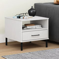 White Bedside Table with Metal Legs K214