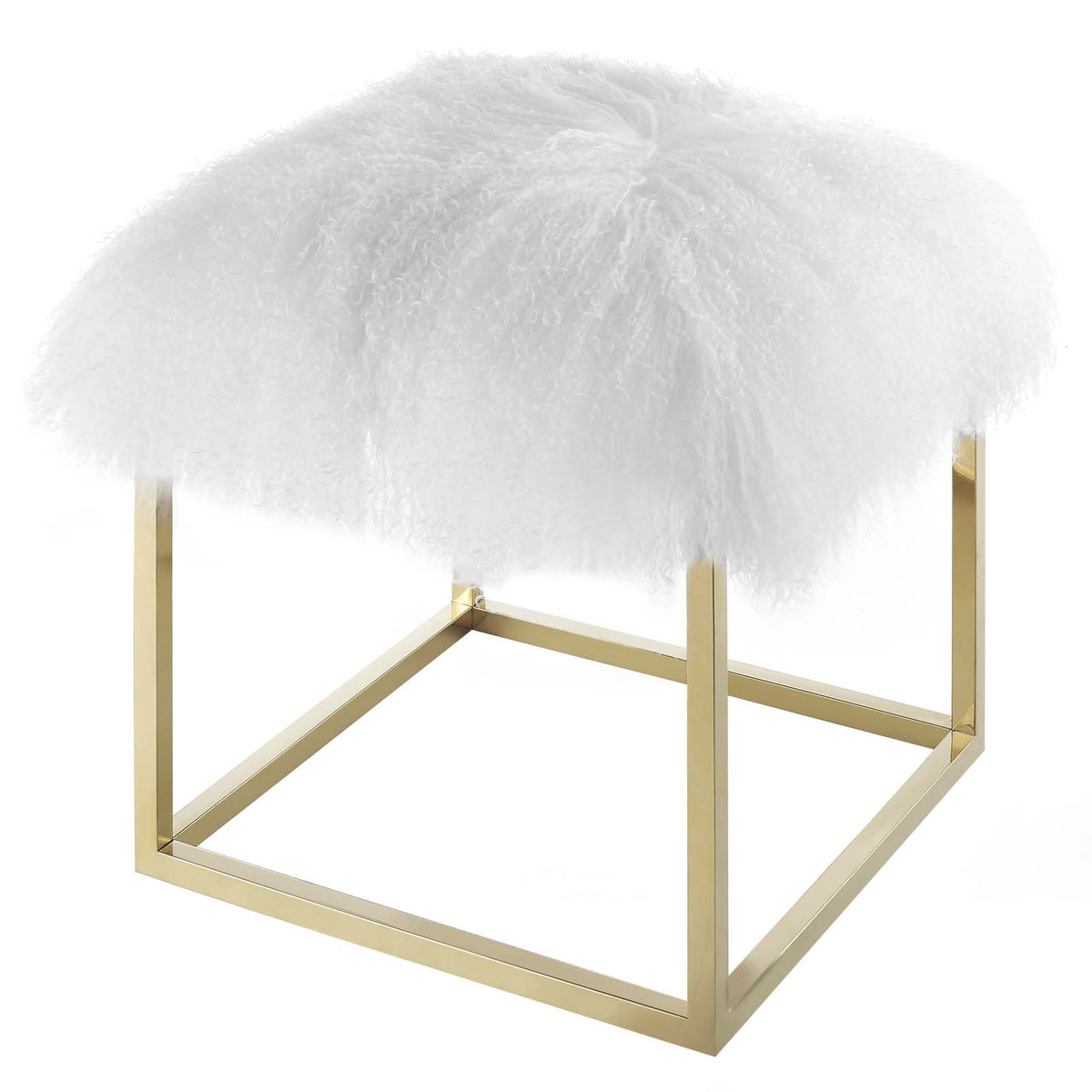 Gold White Velvet Accent Chair Ottoman G6513