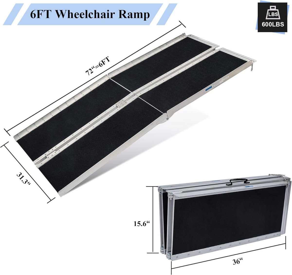6FT Aluminum Wheelchair Ramp C1587
