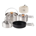 Stainless Steel Camping Cookware Set with Pot Frying Pan Kettle E848