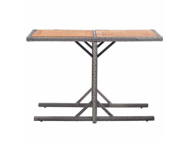Anthracite Poly Rattan and Solid Acacia Wood Garden Table M16120