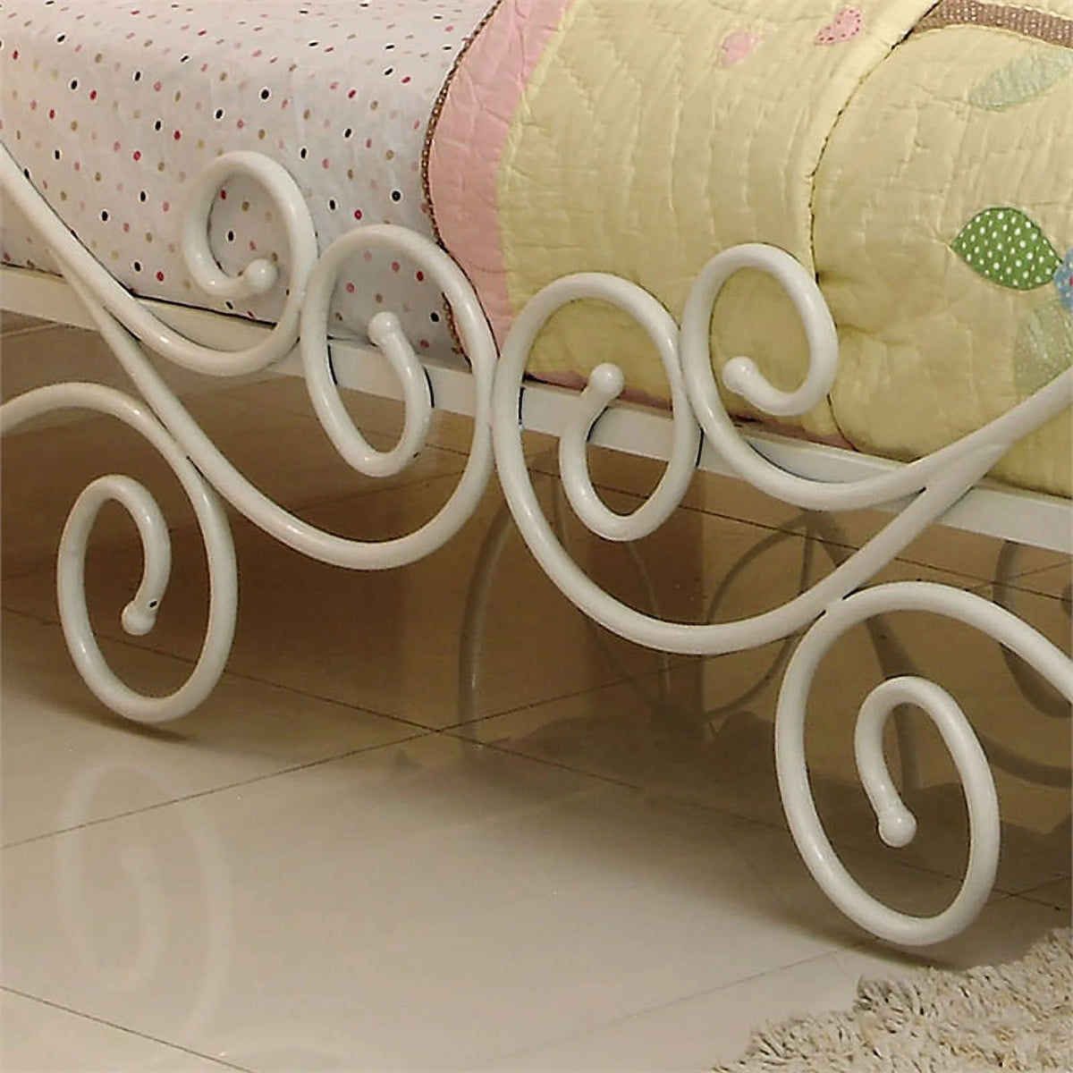 Pink and White Metal Twin Bed S5892