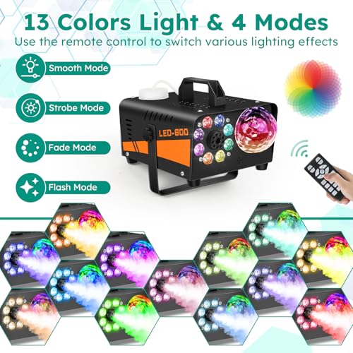 600W 3000CFM Fog Machine with Disco Ball Lights and Wireless Remote R705934