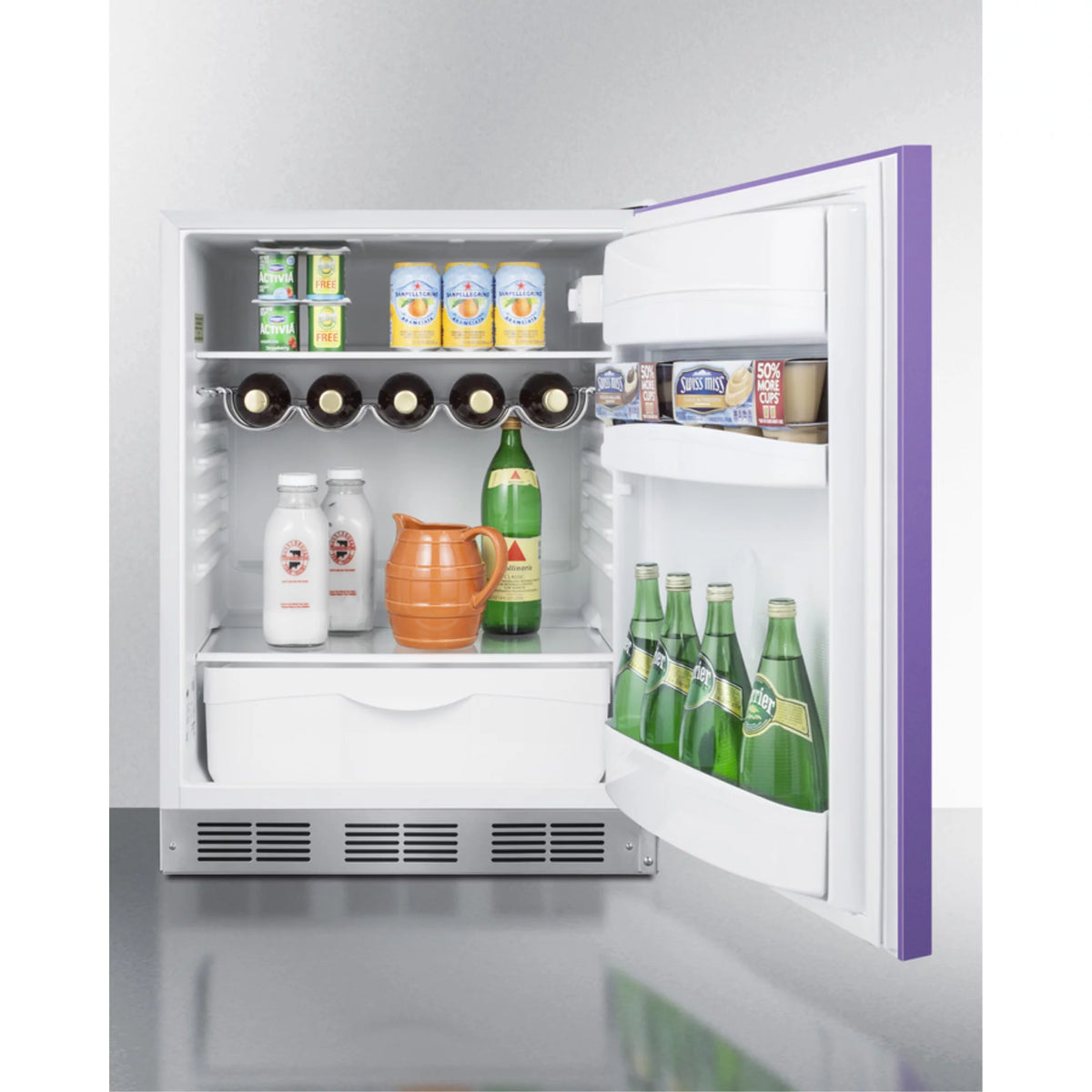 24" All-Refrigerator with Lavender Purple Door and Stainless Steel Handle Y79934