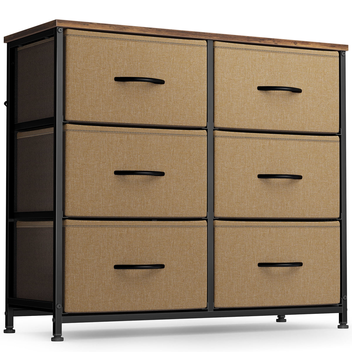 Black Grey 6 Drawer Dresser R330