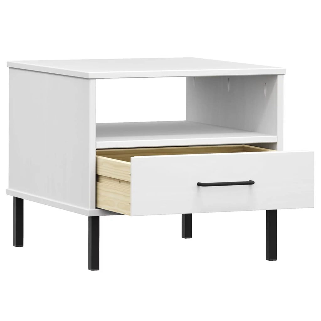 White Bedside Table with Metal Legs K214