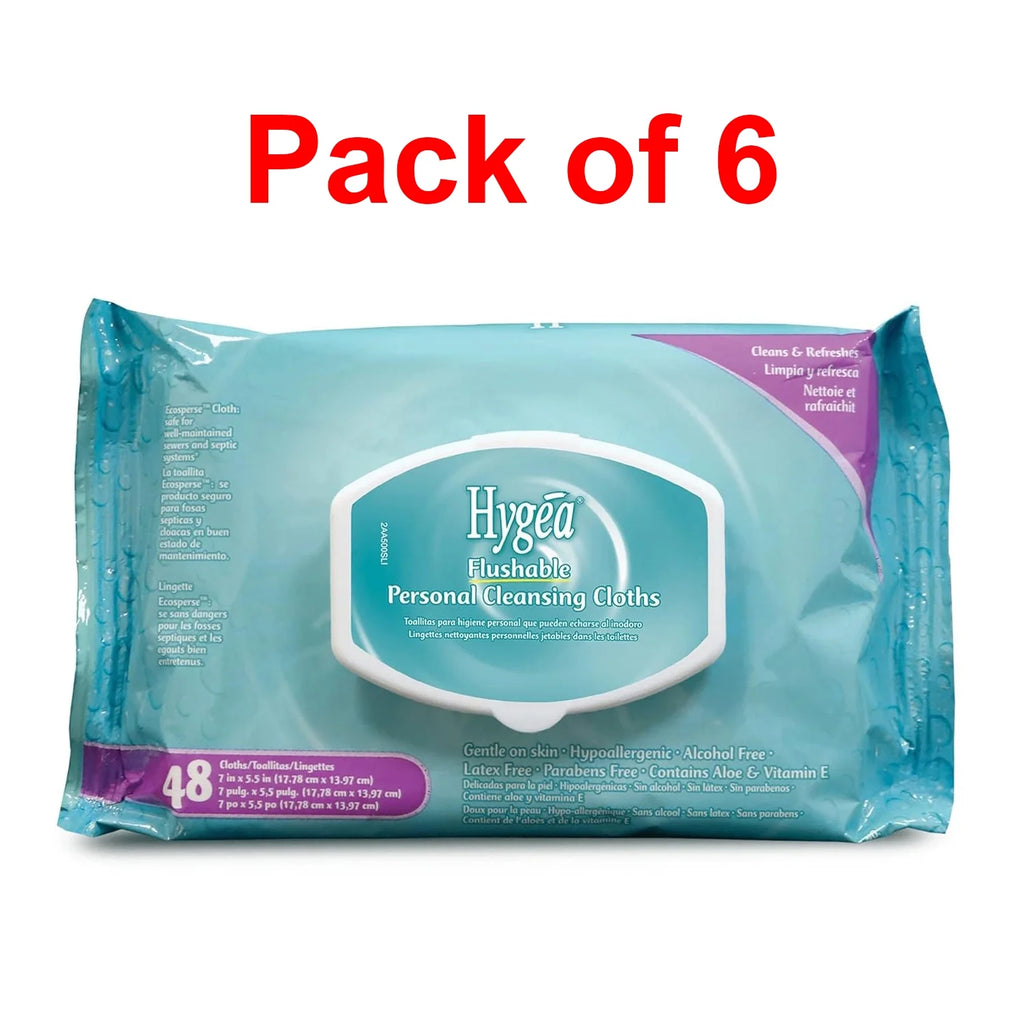 Hypoallergenic Moisturizing Personal Cleansing Cloths with Aloe & Vitamin E, 48 Wipes, Pack of 6 M427477