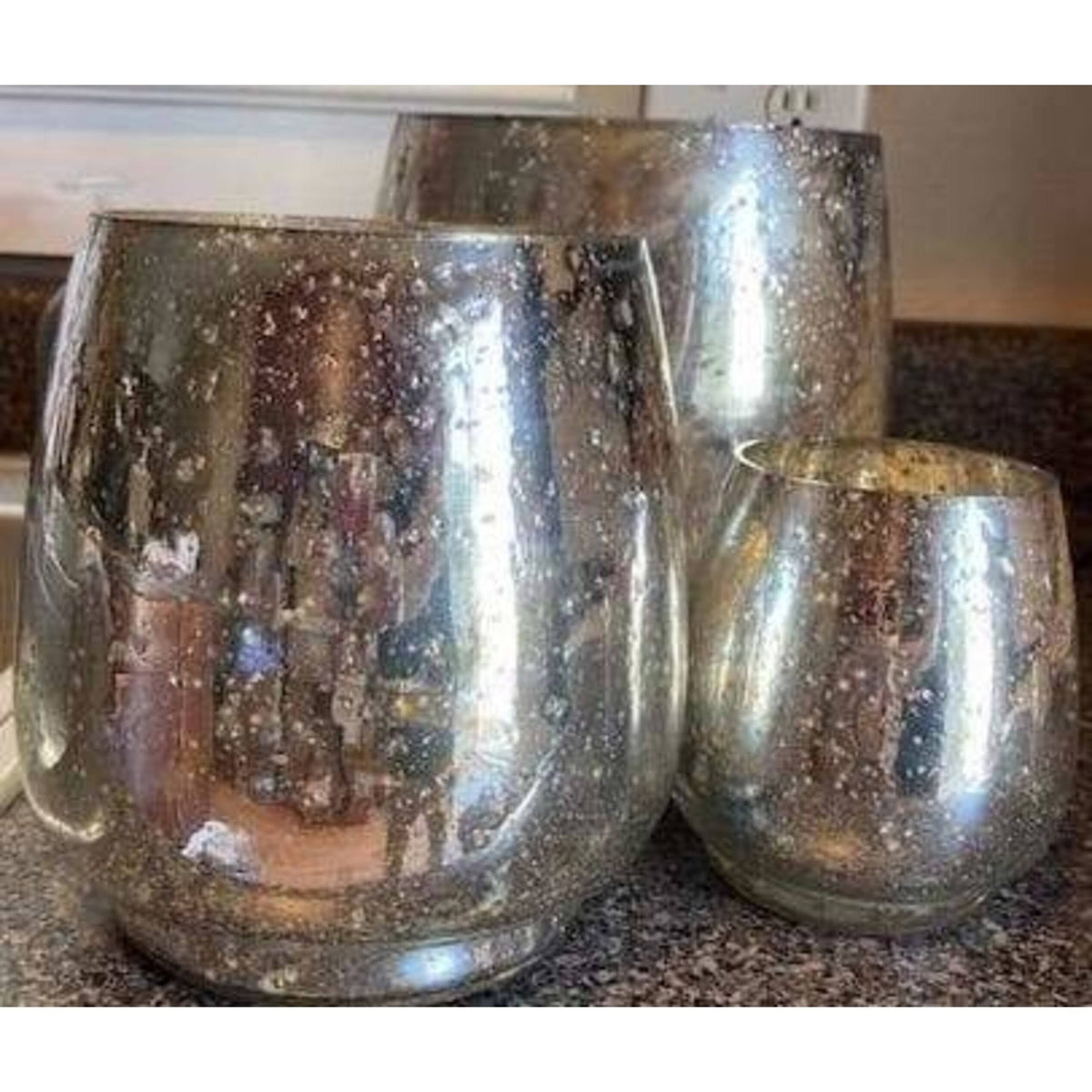 Silver Mercury Glass Candle Holders S1341