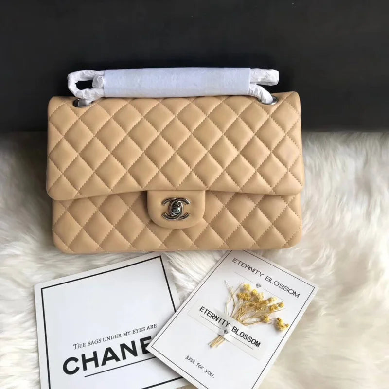 Apricot Medium Lambskin Leather Flap Bag X38915