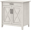 Linen White Oak Secretary Desk with Keyboard Tray and Storage Cabinet C599