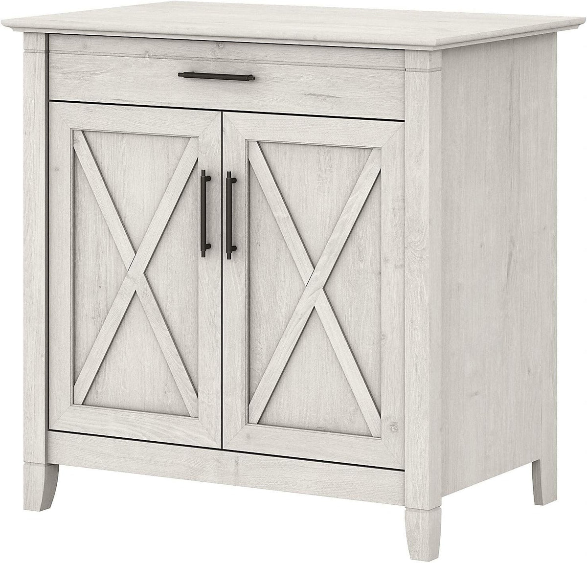 Linen White Oak Secretary Desk with Keyboard Tray and Storage Cabinet C599