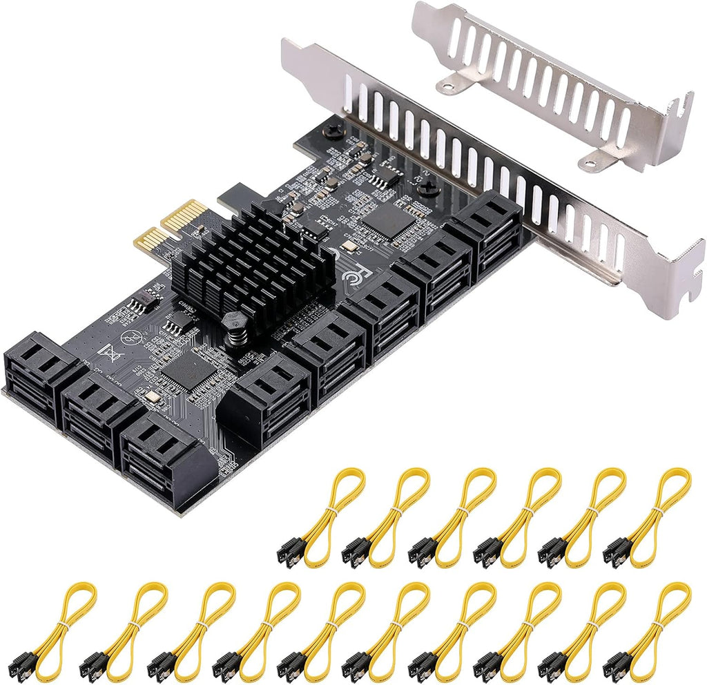 PCI Express to 8 Ports 4X SATA 3.0 Controller PCIe Expansion Card, Low Profile Bracket, 8 Cables, Pack of 2 K940800
