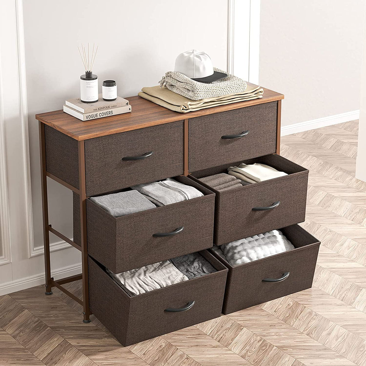 Black Grey 6 Drawer Dresser R330