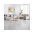 Beige Linen Fabric Sofa and Loveseat Living Room Set A84917